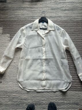 Old Navy Sheer White Button-Up Blouse